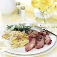 Baked Ham with Mustard-Red Currant Glaze and Rhubarb Chutney_image