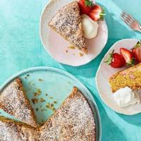 Strawberry & pistachio olive oil cake image