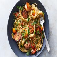 Seared Scallop Pasta With Burst Tomatoes and Herbs image