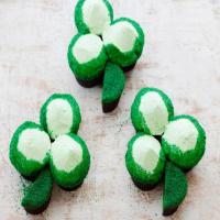 St. Patrick's Day Green Velvet Cupcake Shamrocks image