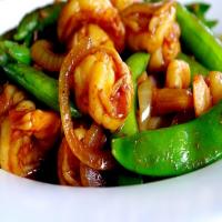 Malaysian Fried Shrimp With Sugar Snap Pea Pods_image