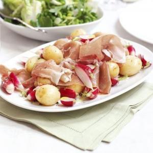 New potatoes with radishes & cured ham image