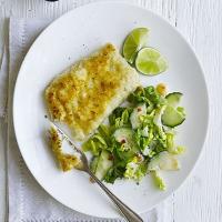 Coconut-crumbed fish with sweet chilli slaw image