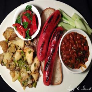 Steak Dogs with Beans, Home Fried Potatoes and Tomato Salad Recipe - (4.4/5)_image