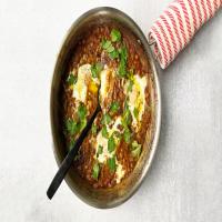Spiced Lentil and Caramelized Onion Baked Eggs image