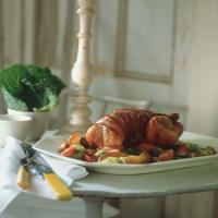 Guinea Hen with Bacon, Cabbage, and Apples_image