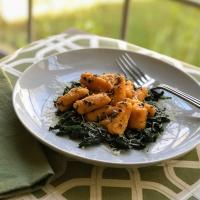 Butternut Squash Gnocchi with Garlic-Sage Butter over Wilted Spinach image