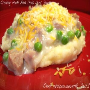 Creamy Ham & Peas over Spuds_image