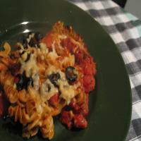 Two-Cheese Mushroom, Chunky Tomato and Olive Penne Bake image