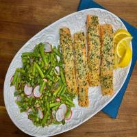 Mustard-and-Herb-Crusted Salmon with Warm Asparagus Salad image