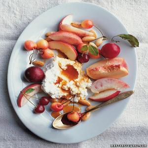 Stone Fruits with Honey-Drizzled Soft Cheeses and Toasted Almonds image