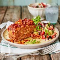 Sticky baked meatloaf with avocado & black bean salsa_image