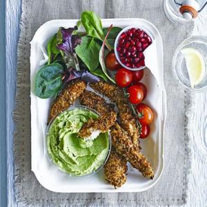Turkey breast fingers with avocado dip_image