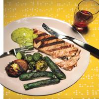 Blistered Baby Zucchini, Baby Pattypan Squash, and Grilled Tomatoes_image