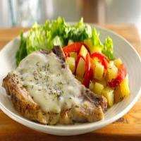 Cheesy Italian Pork Chops with Vegetables image