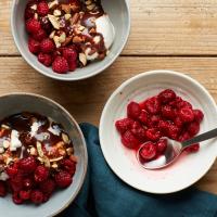 Raspberry Sundaes with Chocolate Sauce and Roasted Almonds image