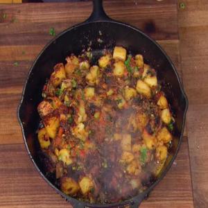 Home Fries with Burnt Ends, Pickled Chiles and Red Onions image
