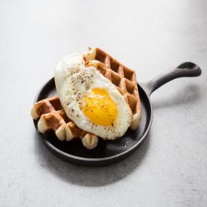 Maple Syrup Fried Eggs on Waffles image