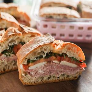 Make-Ahead Ham and Caprese Picnic Sandwich image