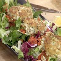 Killer Crab Cakes and Bitter Salad with Sweet Red Pepper Dressing_image