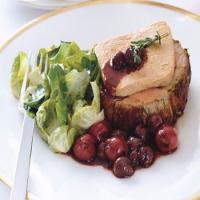 Roasted Loin of Veal with Foie Gras and Cherry-Red Grape Sauce_image