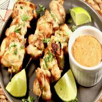Lime-Ginger Chicken Kabobs with Peanut Sauce image