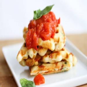 Loaded Bacon, Cheddar and Basil Waffles with Tomato Jam_image