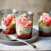 White chocolate mousse with poached rhubarb image