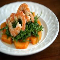 Melon salad with shrimp and wild arugula Recipe_image