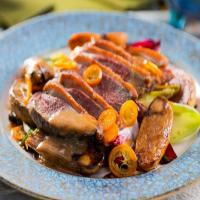 Wood-Fired Duck Breast with Chicories and Miso Kumquat Dressing_image