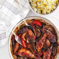 BBQ chicken with corn rice image