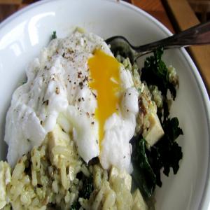 Poached Eggs and Kale over Rice_image