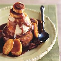 Warm Doughnuts à la Mode with Bananas and Spiced Caramel Sauce image