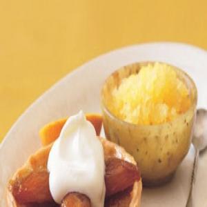 Tangerine-Date Tartlets with Buttermilk Whipped Cream and Tangerine Granita image