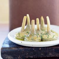 Artichoke Bottoms Braised in Olive Oil with Garlic and Mint image