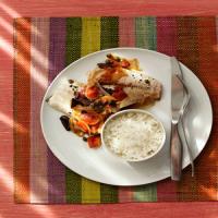 Red Snapper with Tomato-Olive Compote and Rice_image