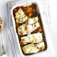 Layered aubergine & lentil bake image