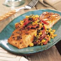 Roasted Salmon with Red Pepper and Corn Relish_image