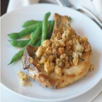 Golden Crusted Pork Chops with Green Beans image