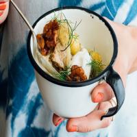 Blondie Sundaes with Fried Walnuts and Candied Fennel_image