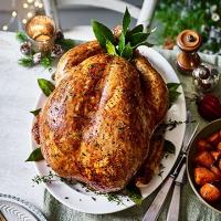 Brown sugar & spice-glazed turkey with candied carrots image