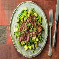 Lean Green Steak Machine with a Mint Chive Dressing and Veggie Succotash_image