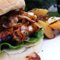 Kickin' Turkey Burger with Caramelized Onions and Spicy Sweet Mayo image