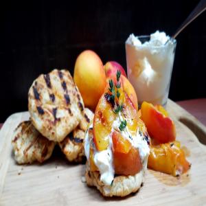 Grilled Hot Honey Biscuits With Thyme-Roasted Peaches image