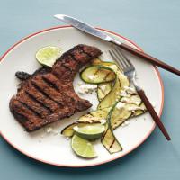 Spice-Rubbed Pork Chops with Grilled Zucchini image