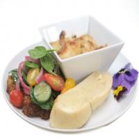 Beef Tenderloin Milanese with Spinach and Cucumber Salads image