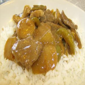 pepper, steak and rice image