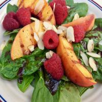 Grilled Peach Salad with Spinach and Raspberries image