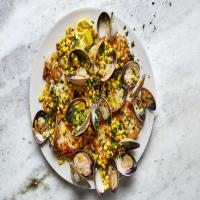 Skillet Cod, Clams, and Corn with Parsley image