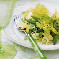 Asparagus Salad with Celery Leaves, Quail Eggs, and Tarragon Vinaigrette_image